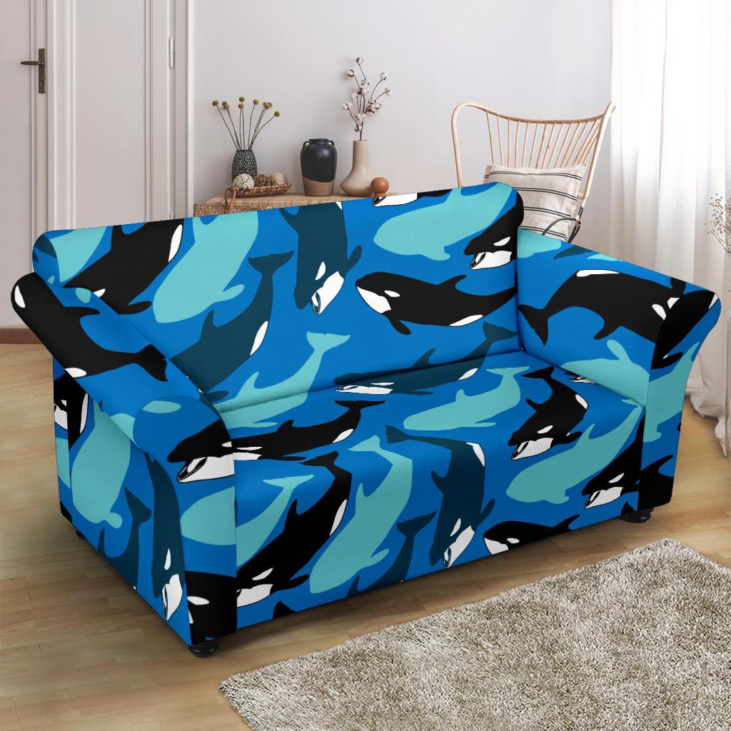 Killer Whale Orca Pattern Print Loveseat Cover-grizzshop