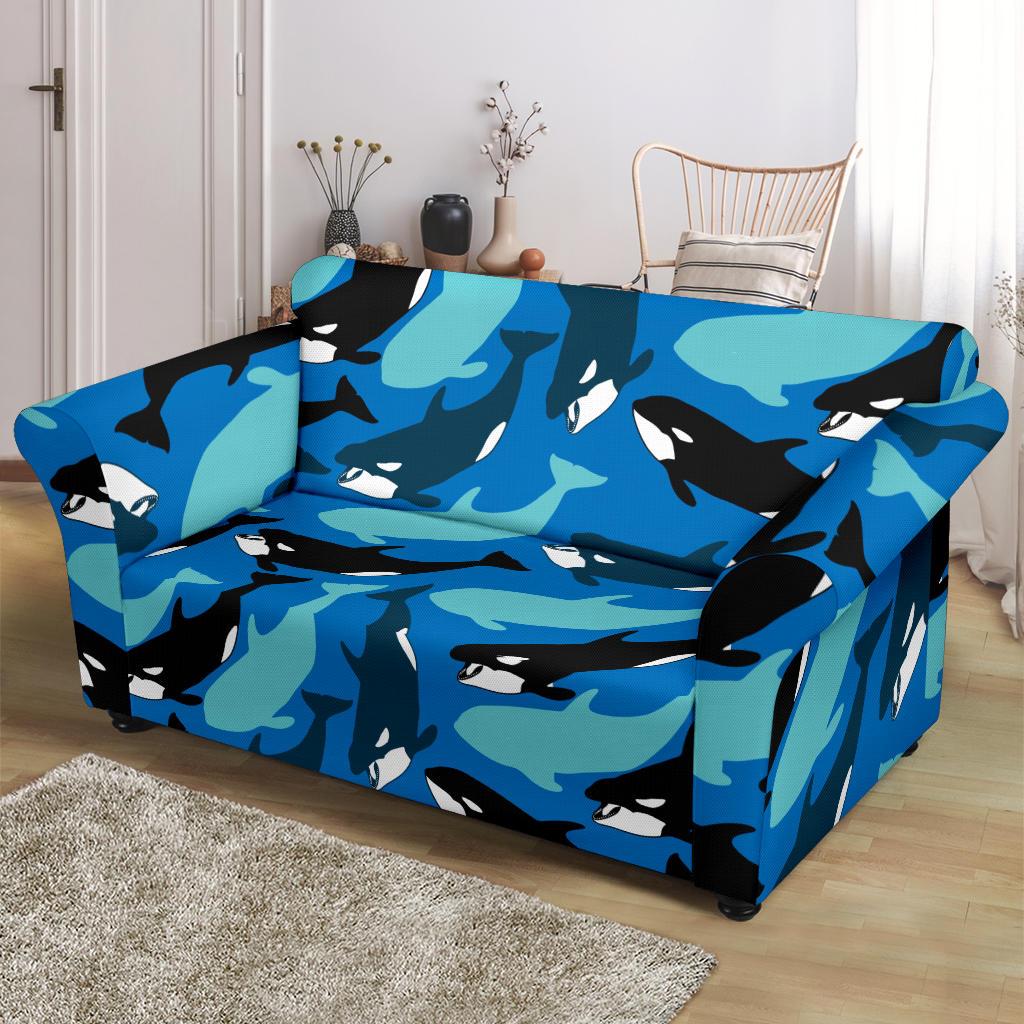 Killer Whale Orca Pattern Print Loveseat Cover-grizzshop