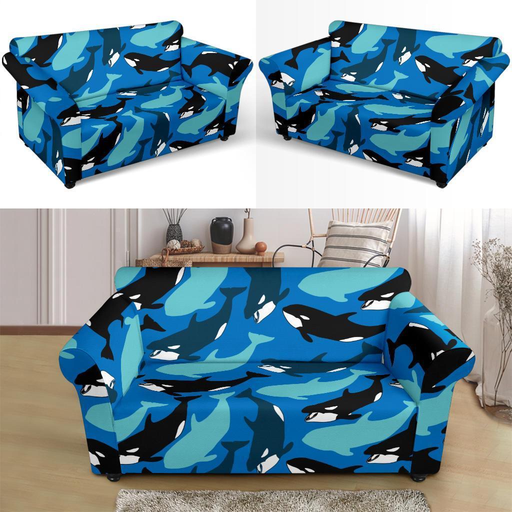 Killer Whale Orca Pattern Print Loveseat Cover-grizzshop