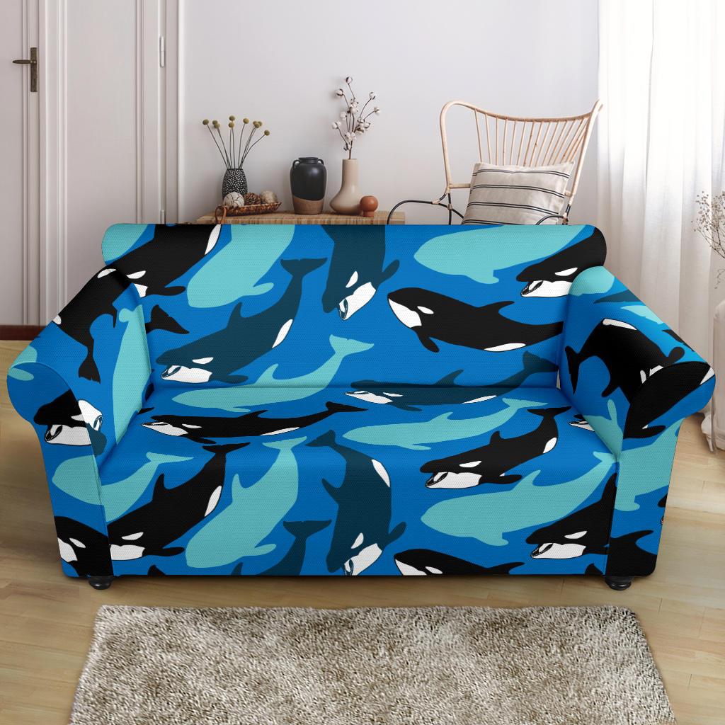 Killer Whale Orca Pattern Print Loveseat Cover-grizzshop