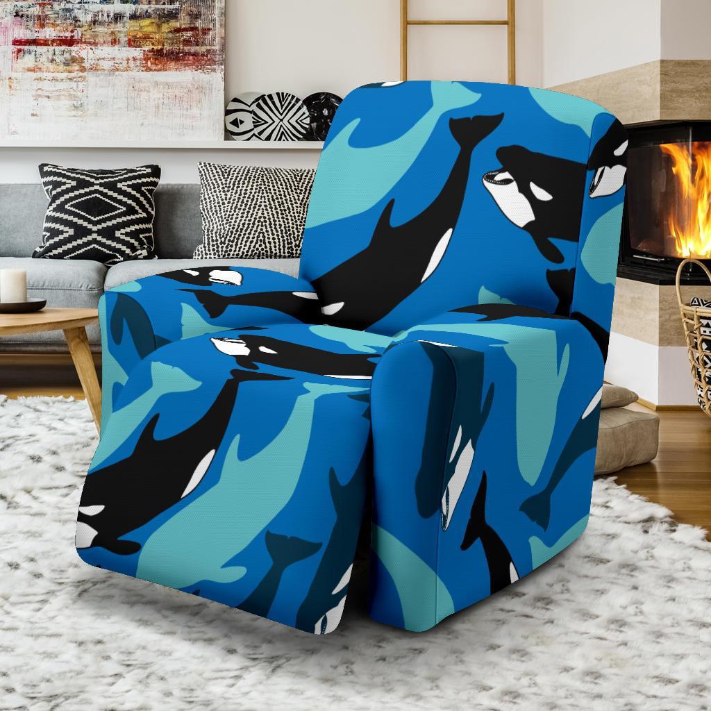 Killer Whale Orca Pattern Print Recliner Cover-grizzshop