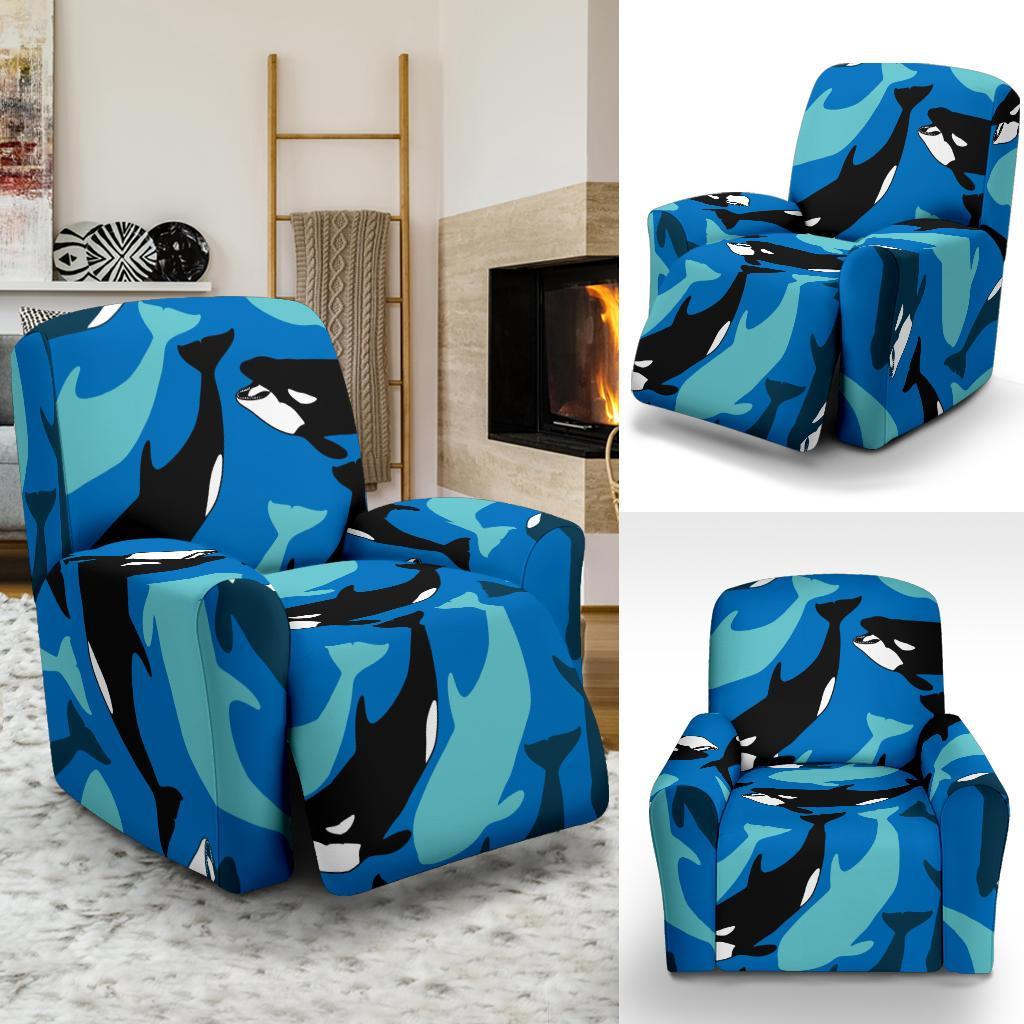 Killer Whale Orca Pattern Print Recliner Cover-grizzshop