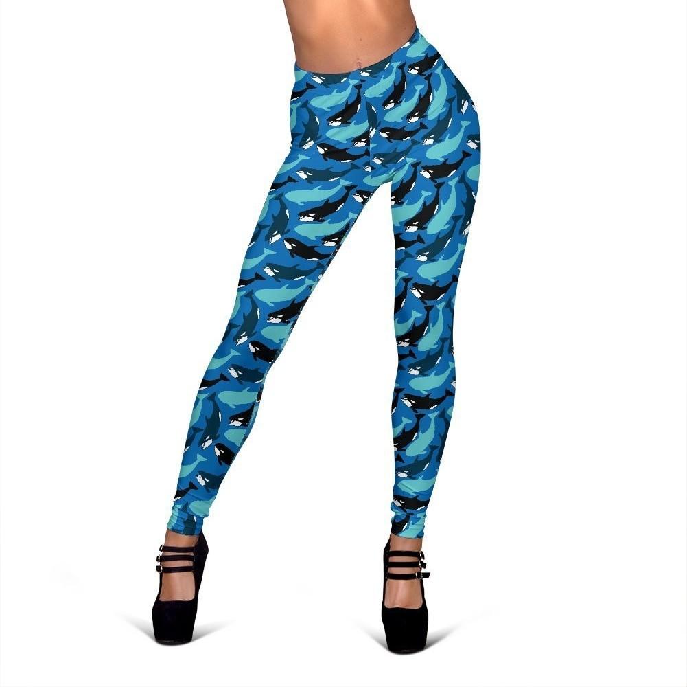 Killer Whale Orca Pattern Print Women Leggings-grizzshop