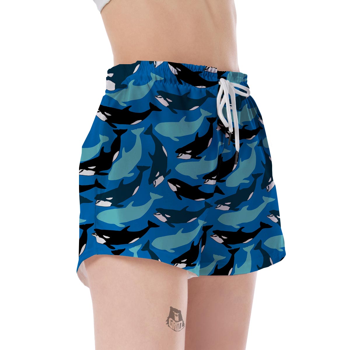 Killer Whale Orca Pattern Print Women's Shorts-grizzshop