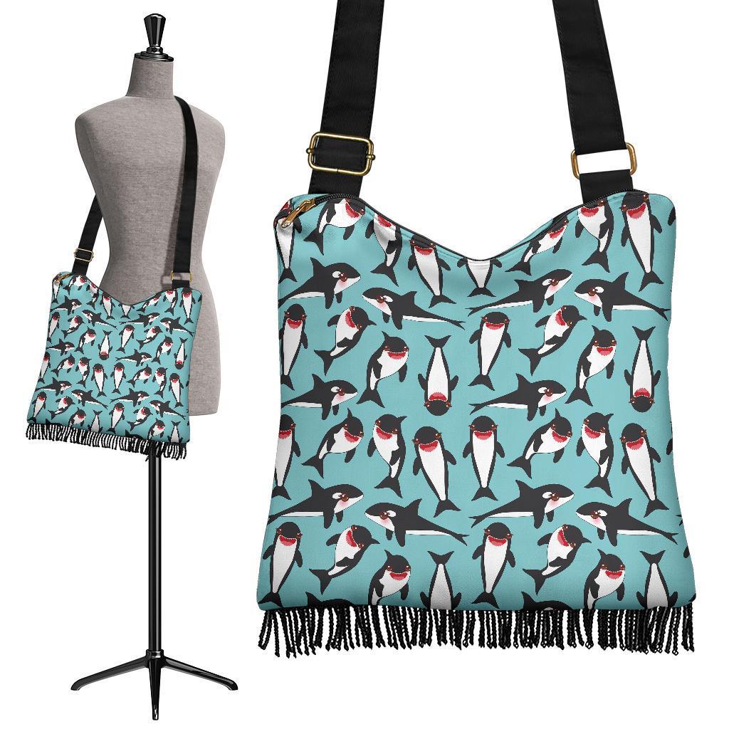 Killer Whale Orca Print Pattern Crossbody Bags-grizzshop