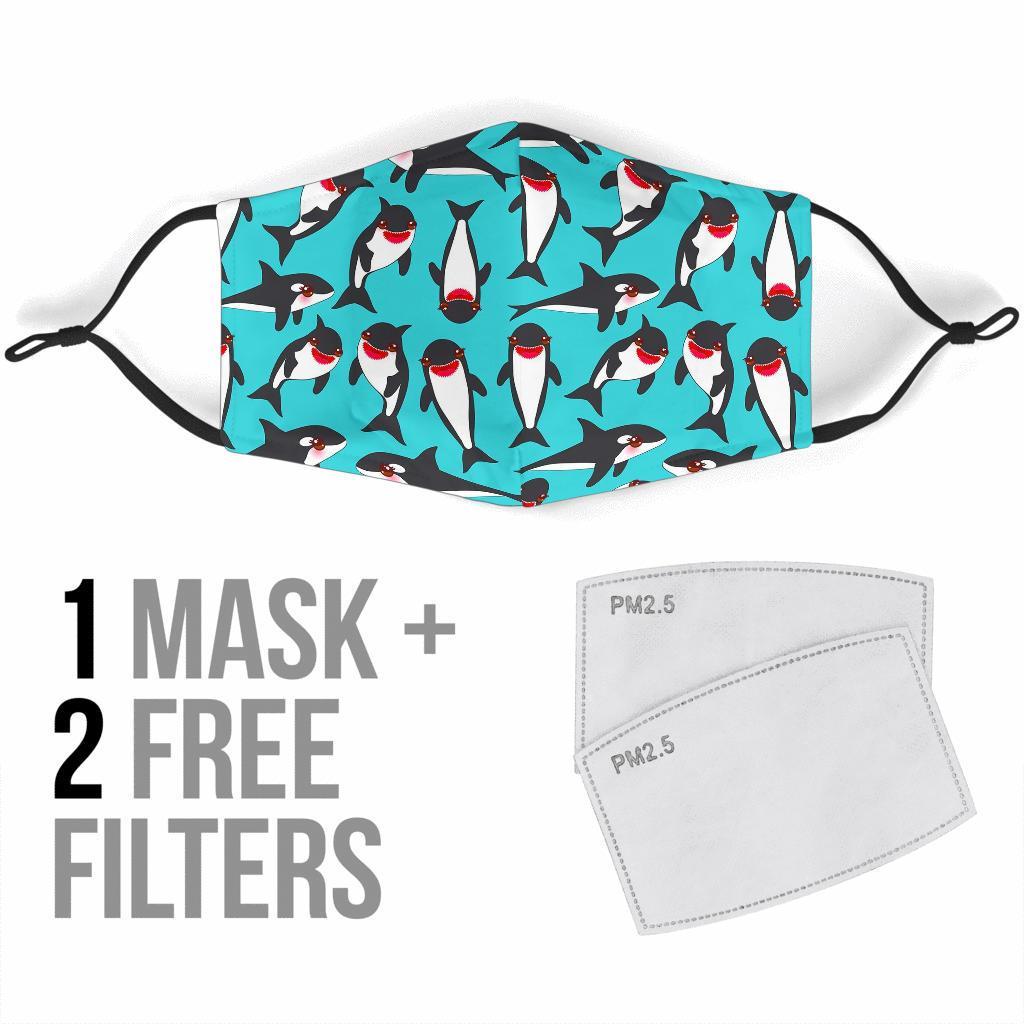 Killer Whale Orca Print Pattern Face Mask-grizzshop