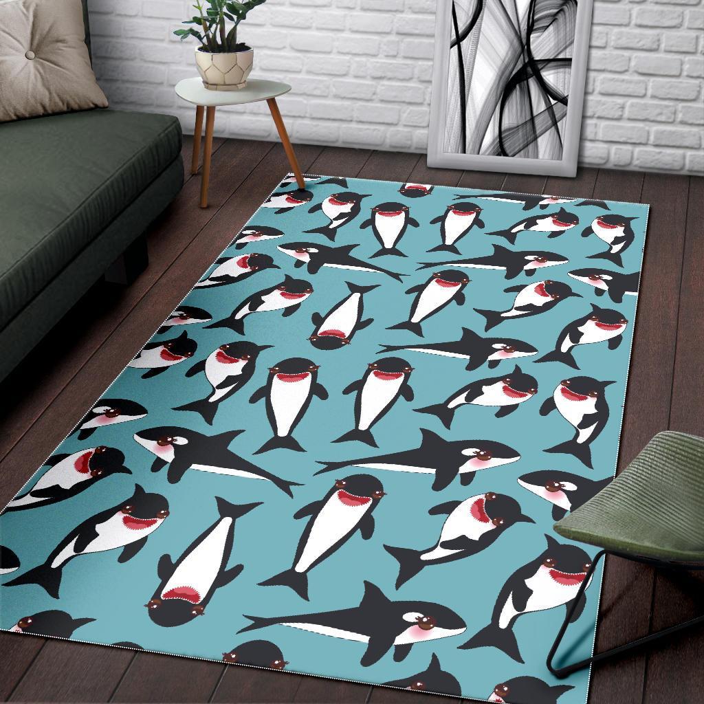 Killer Whale Orca Print Pattern Floor Mat-grizzshop