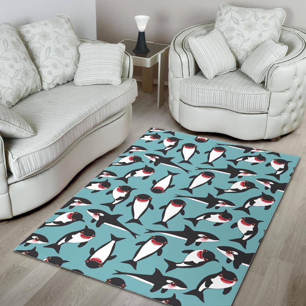 Killer Whale Orca Print Pattern Floor Mat-grizzshop