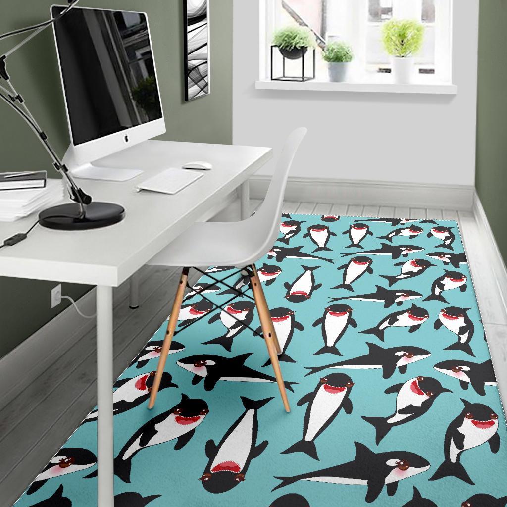 Killer Whale Orca Print Pattern Floor Mat-grizzshop