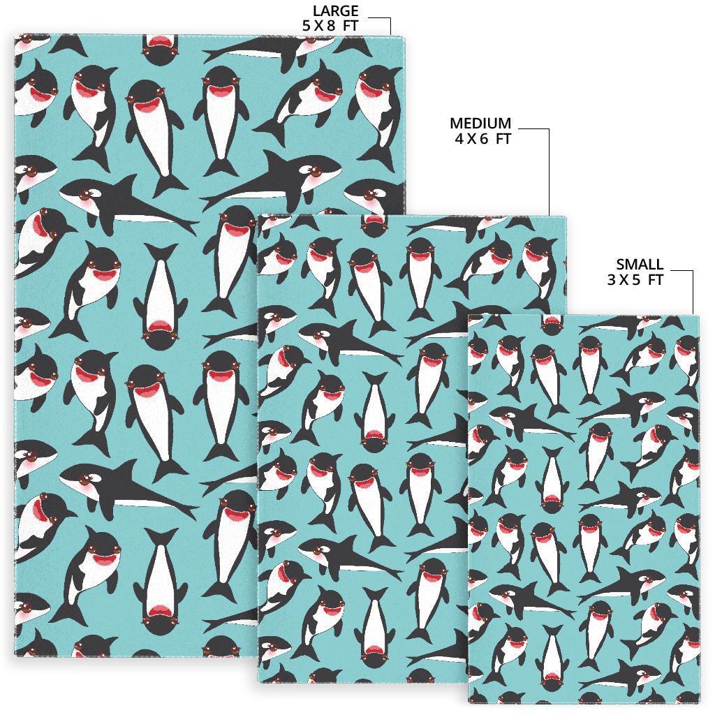 Killer Whale Orca Print Pattern Floor Mat-grizzshop