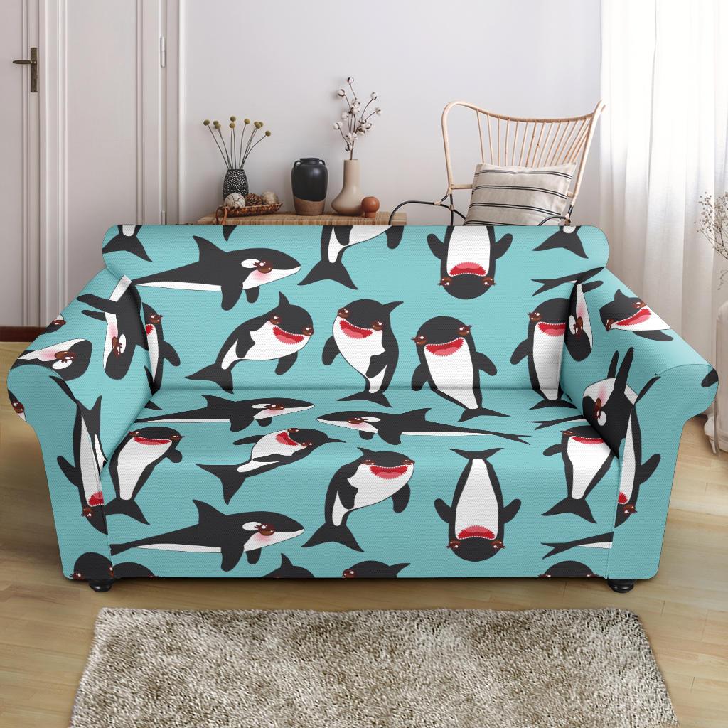 Killer Whale Orca Print Pattern Loveseat Cover-grizzshop