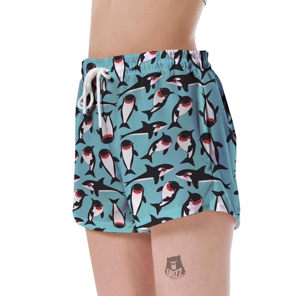 Killer Whale Orca Print Pattern Women's Shorts-grizzshop