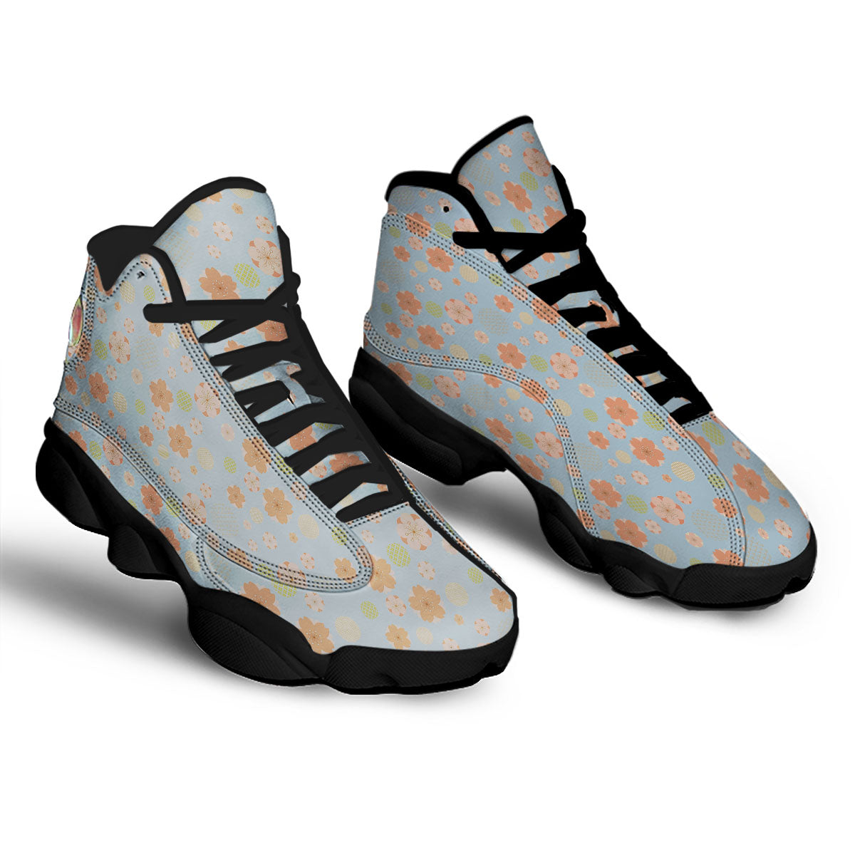 Kimono Cherry Blossom Print Pattern Black Basketball Shoes-grizzshop
