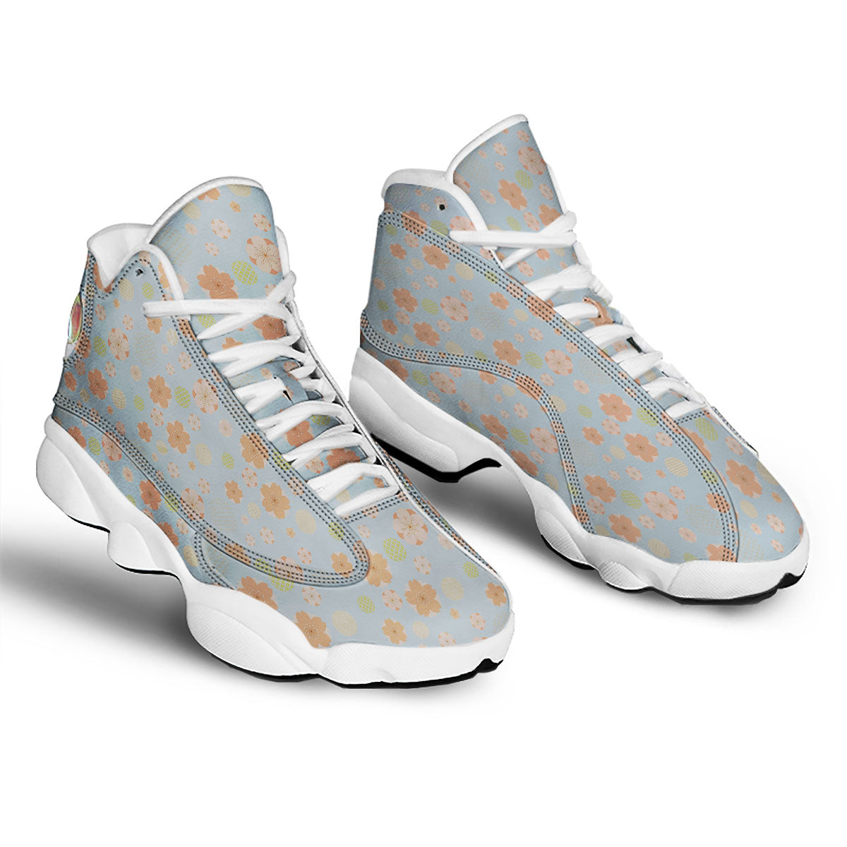 Kimono Cherry Blossom Print Pattern White Basketball Shoes-grizzshop