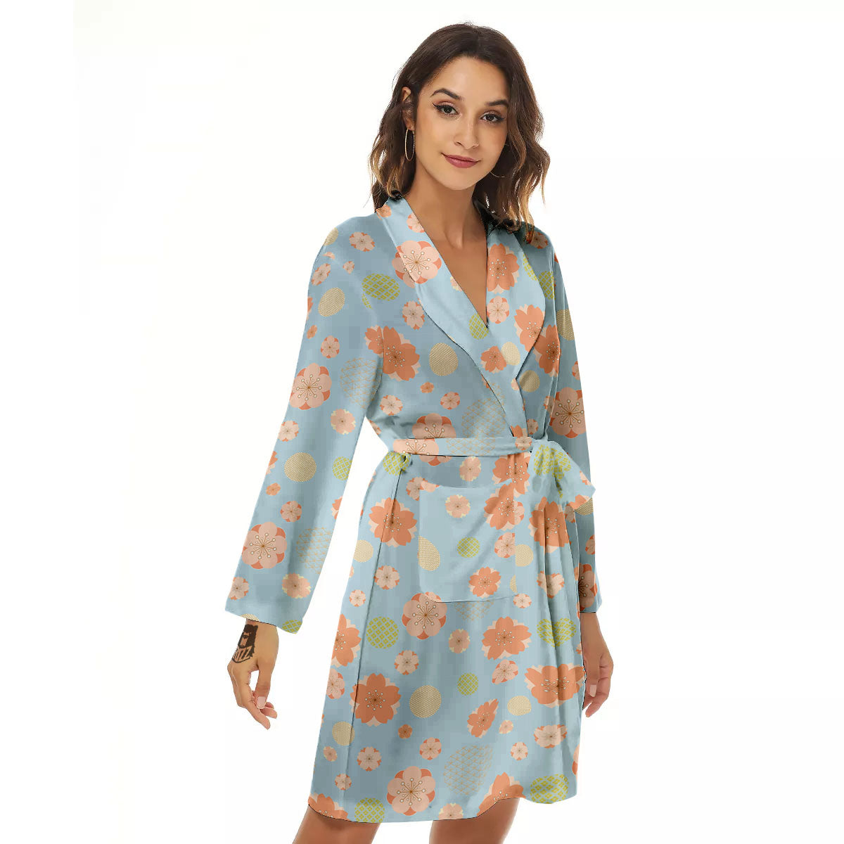 Kimono Cherry Blossom Print Pattern Women's Robe-grizzshop