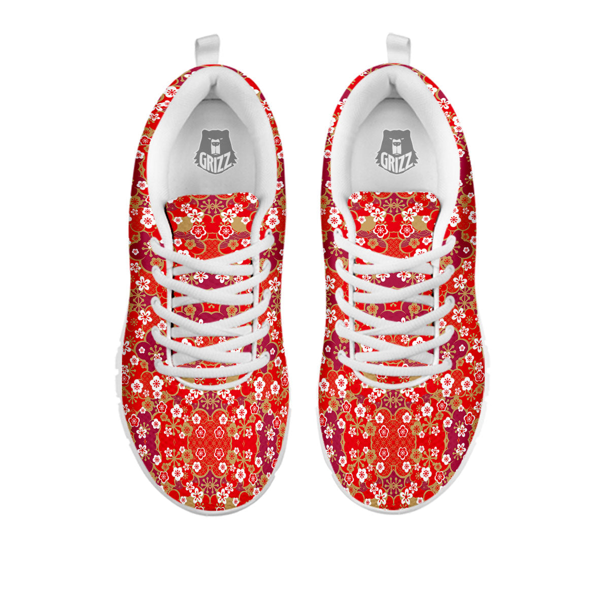 Kimono Flower Print Pattern White Sneaker-grizzshop