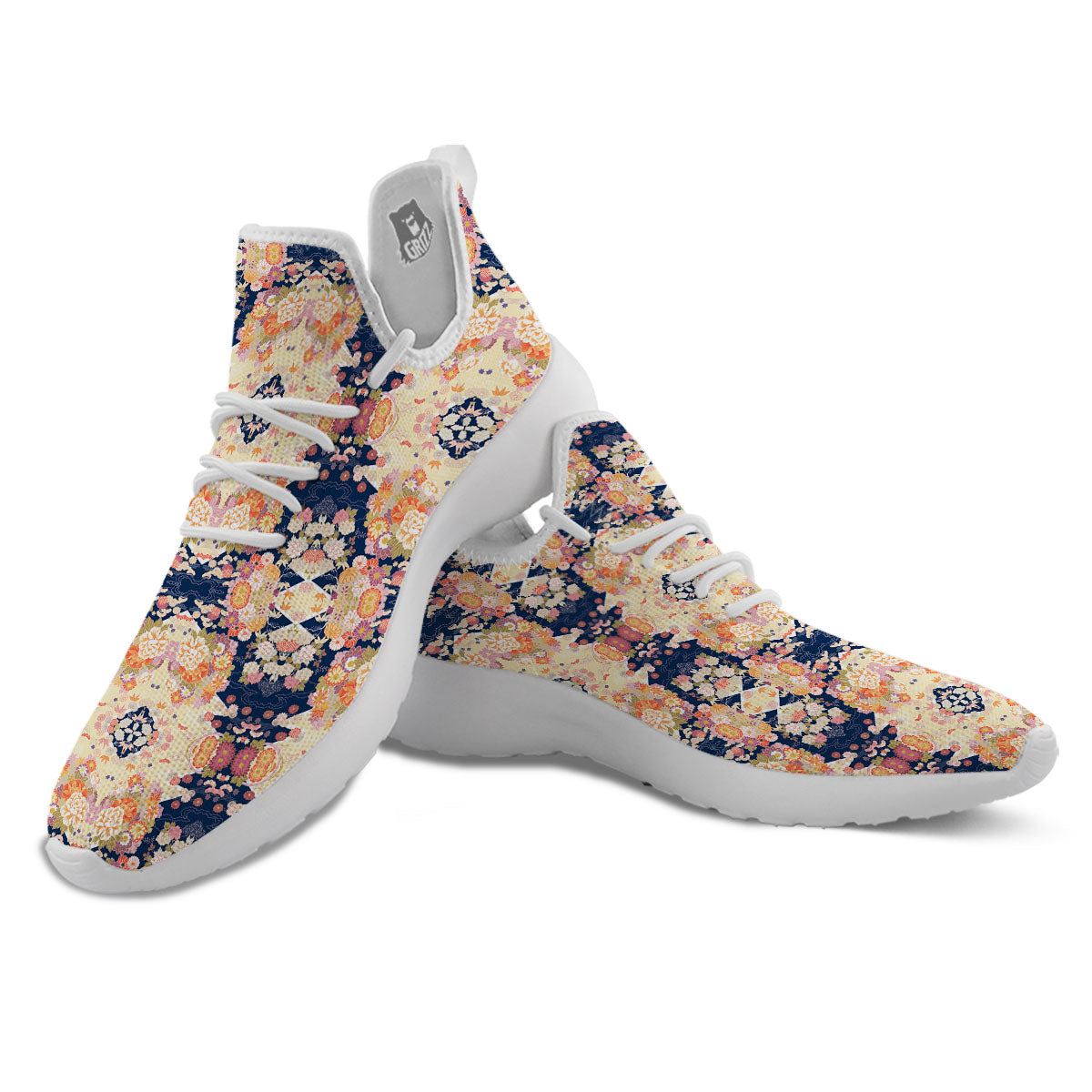 Kimono Japanese Print Pattern White Athletic Shoes-grizzshop