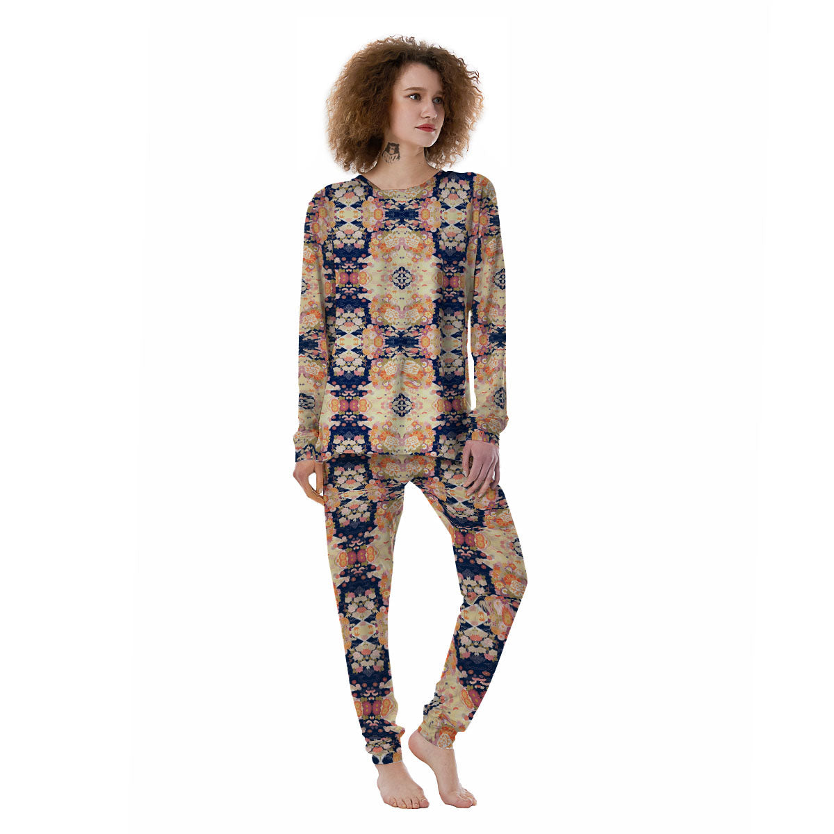 Kimono Japanese Print Pattern Women's Pajamas-grizzshop