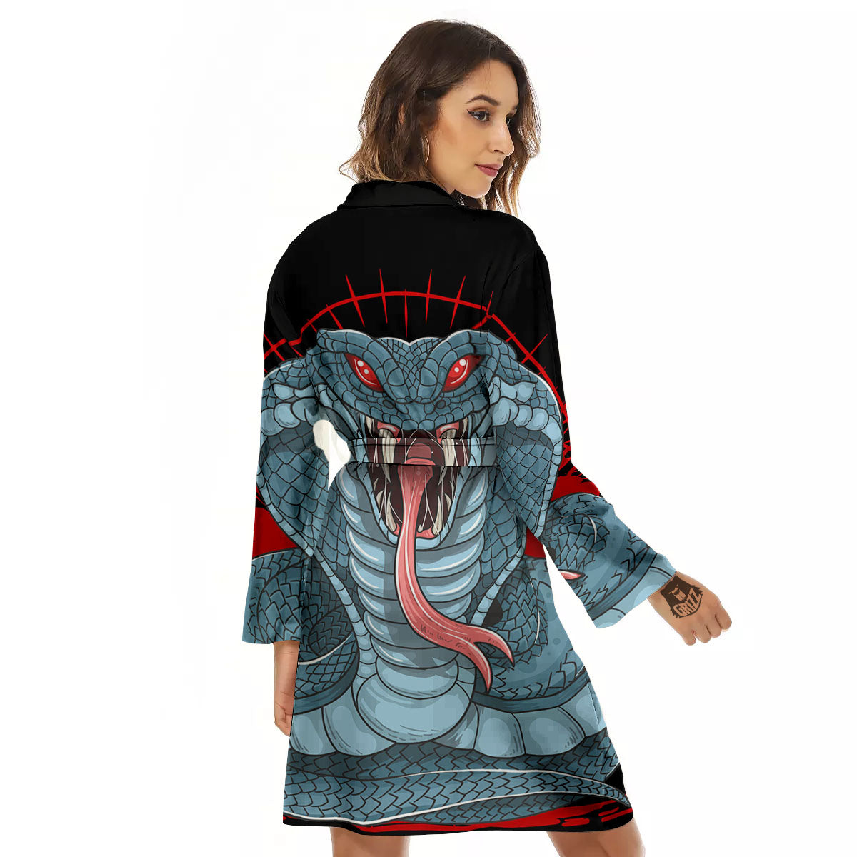 King Cobra Body Blue Print Women's Robe-grizzshop