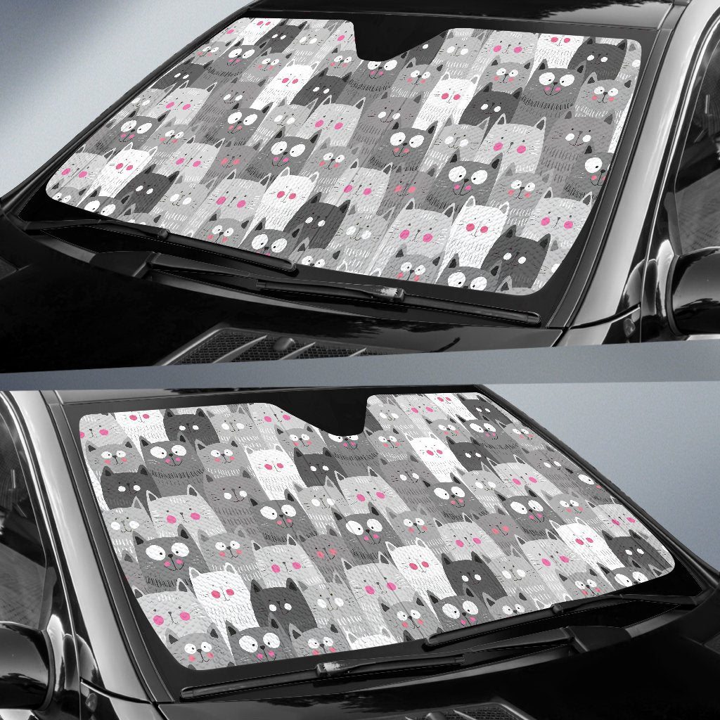 Kitten Cat Pattern Print Car Sun Shade-grizzshop