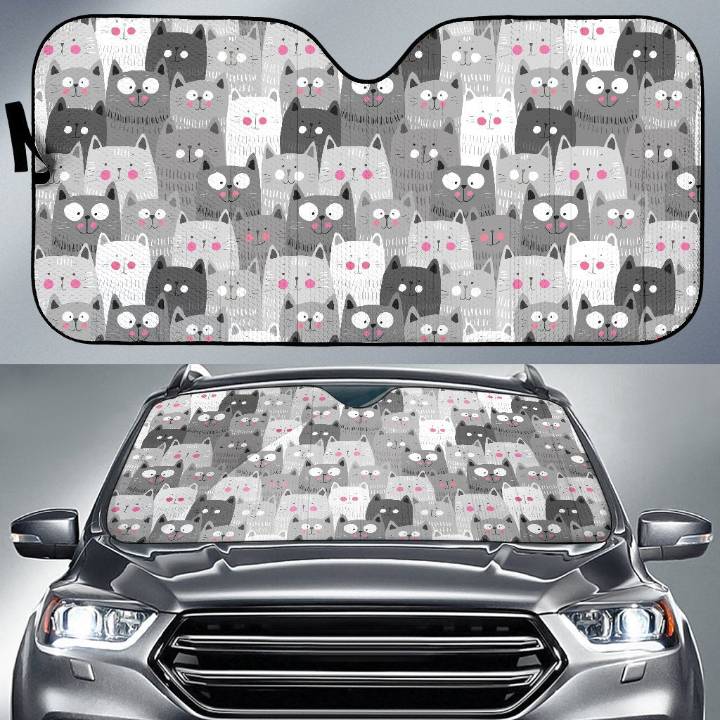 Kitten Cat Pattern Print Car Sun Shade-grizzshop