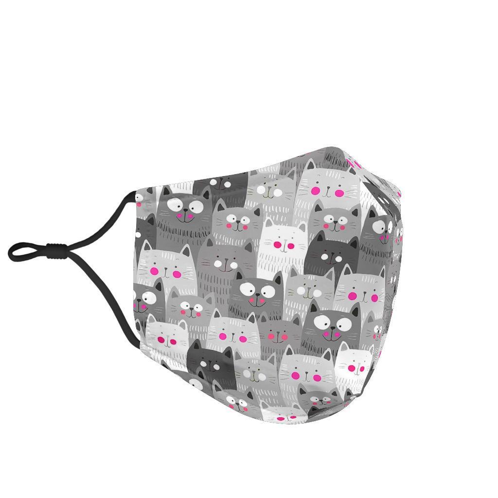 Kitten Cat Pattern Print Face Mask-grizzshop