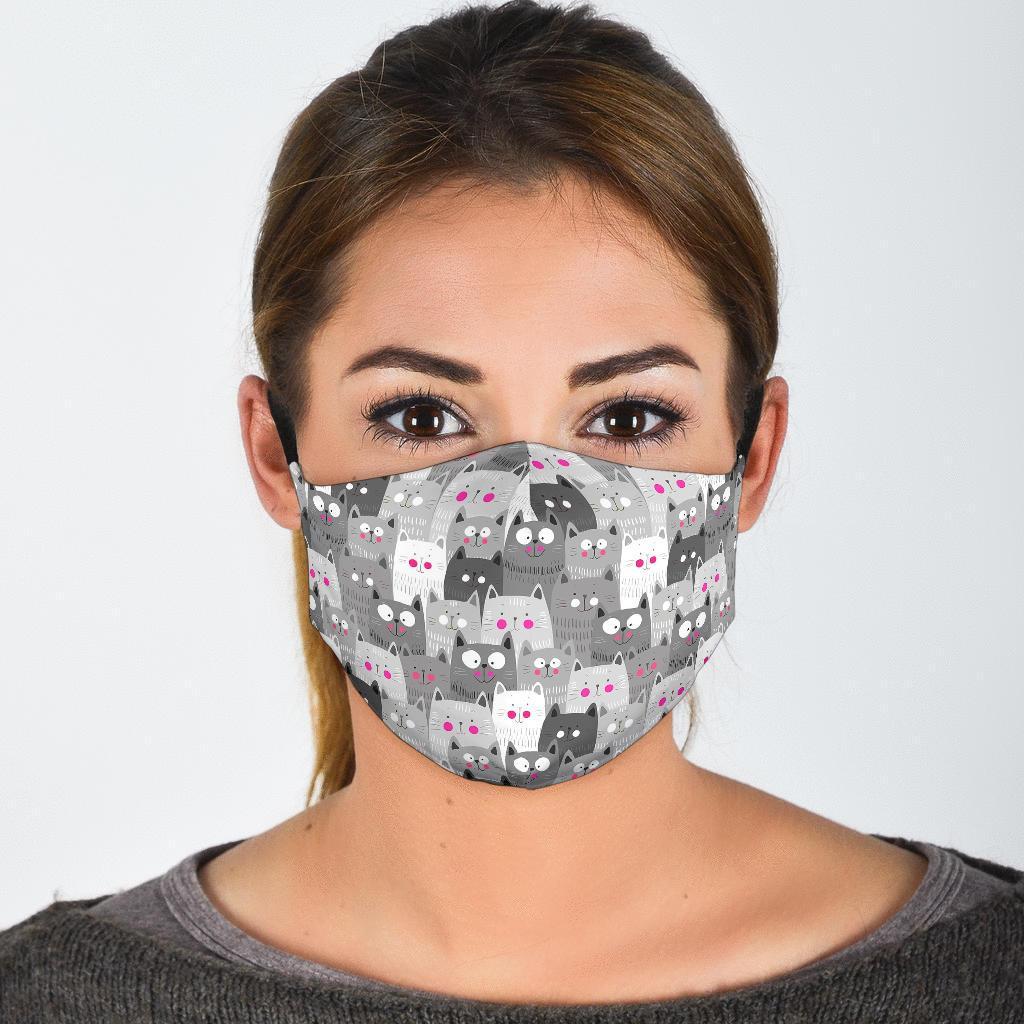 Kitten Cat Pattern Print Face Mask-grizzshop