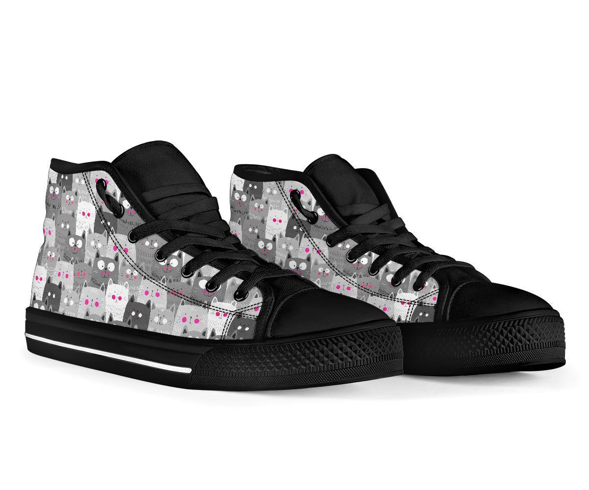 Kitten Cat Pattern Print Men Women's High Top Shoes-grizzshop