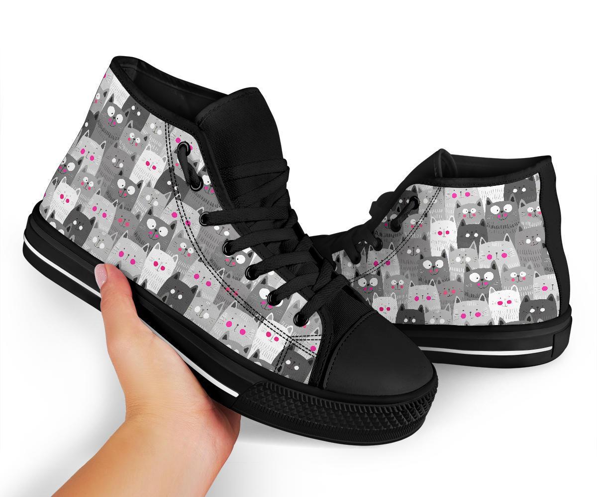 Kitten Cat Pattern Print Men Women's High Top Shoes-grizzshop