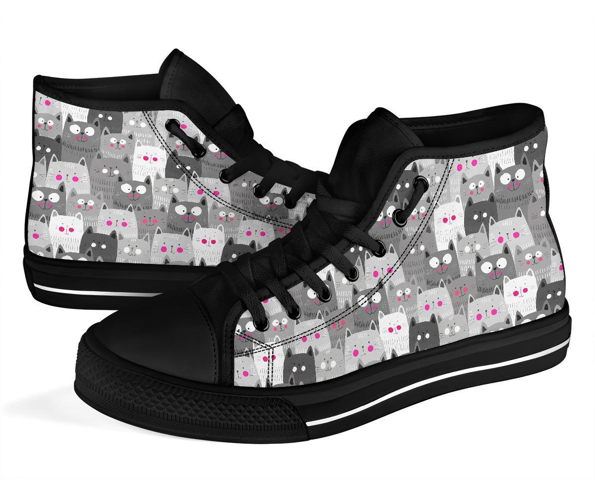 Kitten Cat Pattern Print Men Women's High Top Shoes-grizzshop