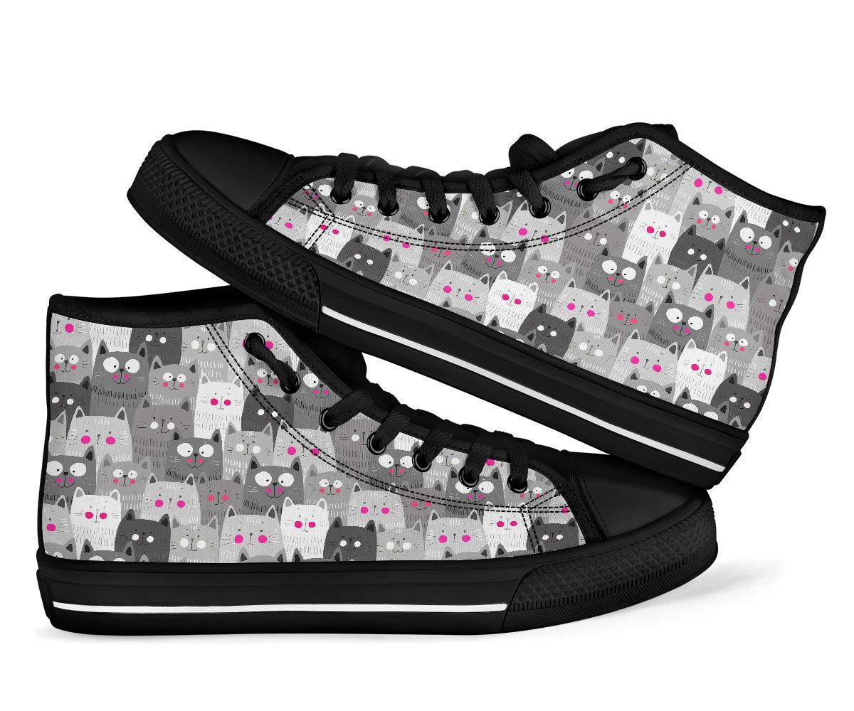 Kitten Cat Pattern Print Men Women's High Top Shoes-grizzshop