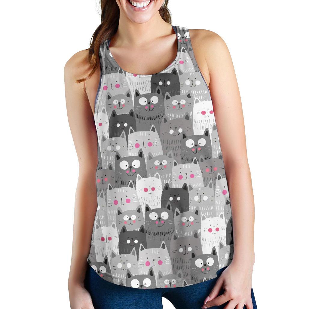 Kitten Cat Pattern Print Racerback Tank Tops-grizzshop