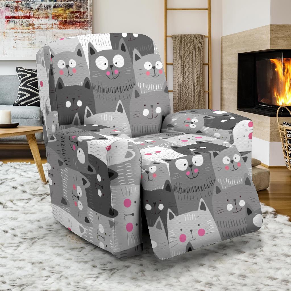 Kitten Cat Pattern Print Recliner Cover-grizzshop