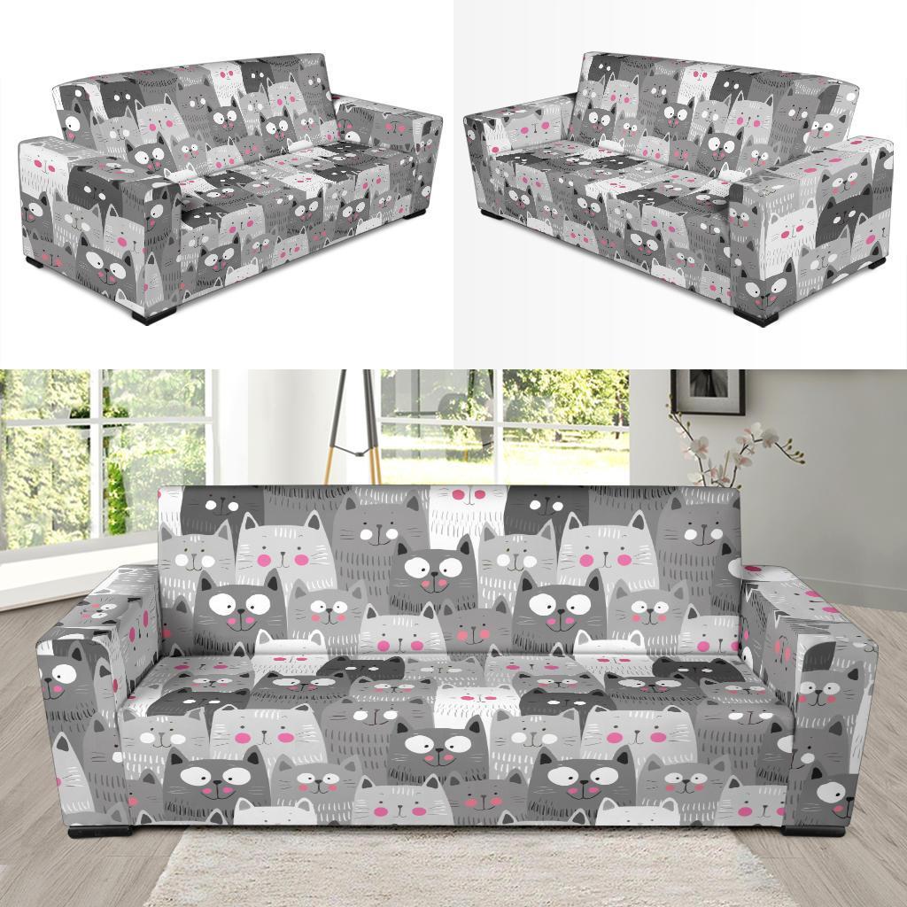 Kitten Cat Pattern Print Sofa Covers-grizzshop