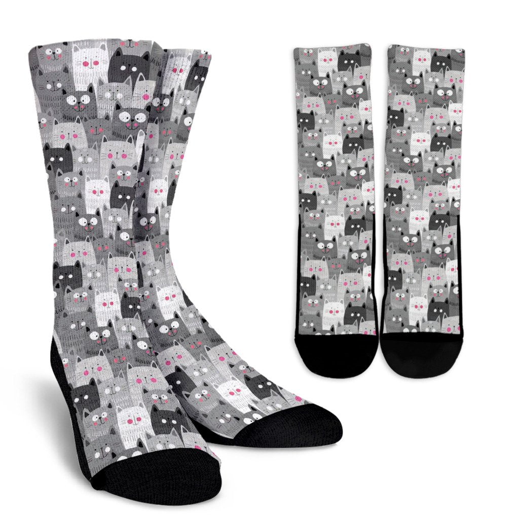 Kitten Cat Pattern Print Unisex Crew Socks-grizzshop