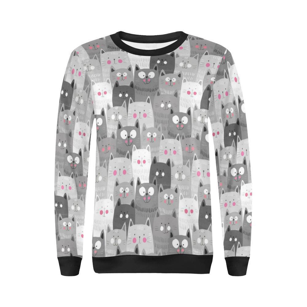 Kitten Cat Pattern Print Women Crewneck Sweatshirt-grizzshop