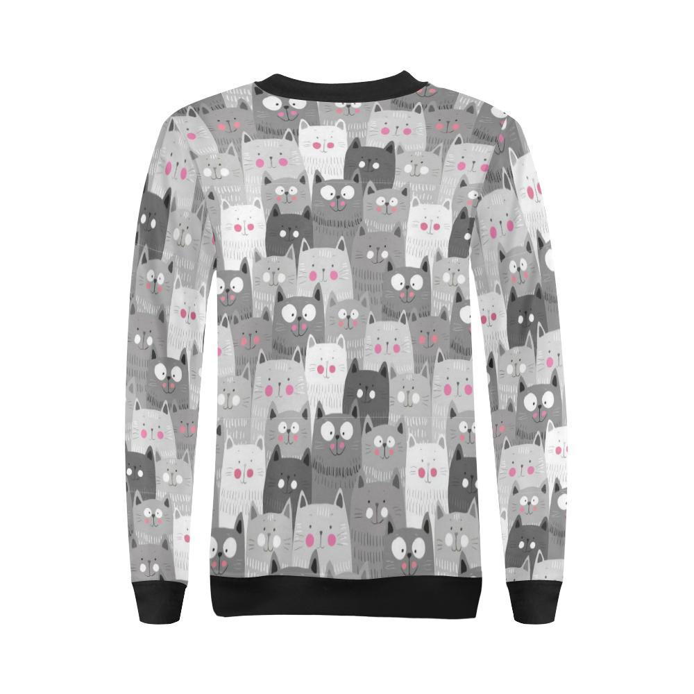 Kitten Cat Pattern Print Women Crewneck Sweatshirt-grizzshop