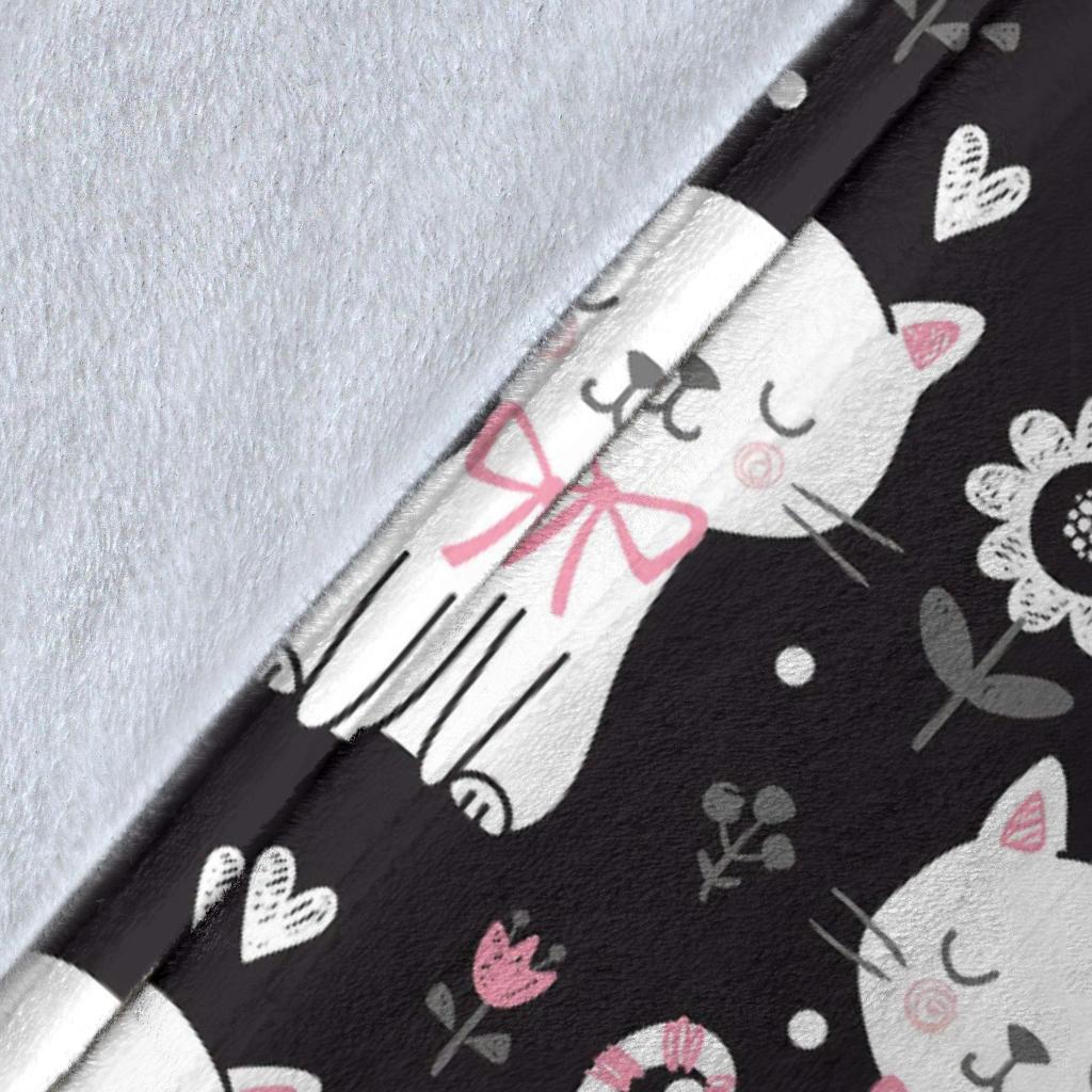 Kitten Floral Cat Pattern Print Blanket-grizzshop
