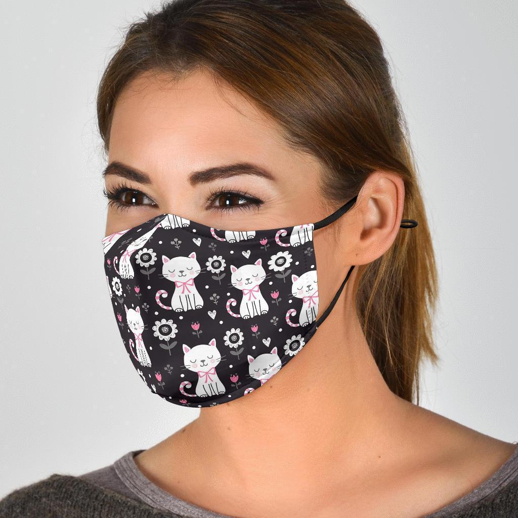 Kitten Floral Cat Pattern Print Face Mask-grizzshop