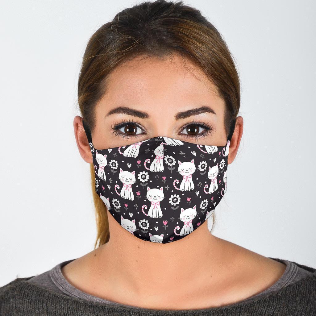 Kitten Floral Cat Pattern Print Face Mask-grizzshop