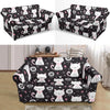 Kitten Floral Cat Pattern Print Loveseat Cover-grizzshop