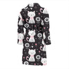 Kitten Floral Cat Pattern Print Men Long Robe-grizzshop