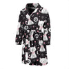 Kitten Floral Cat Pattern Print Men Long Robe-grizzshop