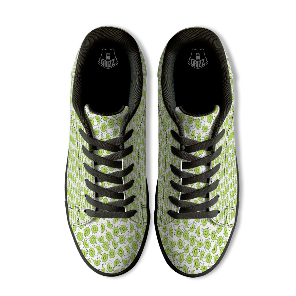 Kiwi Cute Print Pattern Black Low Top Sneakers-grizzshop