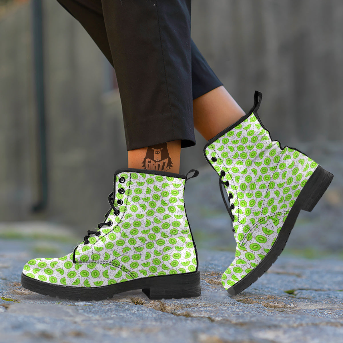 Kiwi Cute Print Pattern Leather Boots-grizzshop