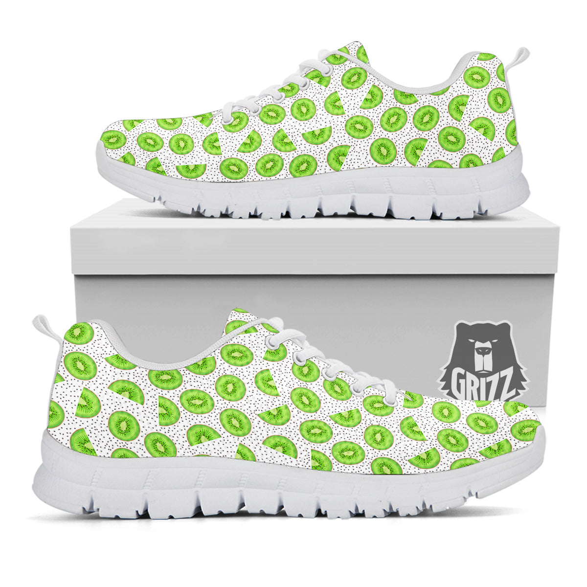 Kiwi Cute Print Pattern White Sneaker-grizzshop