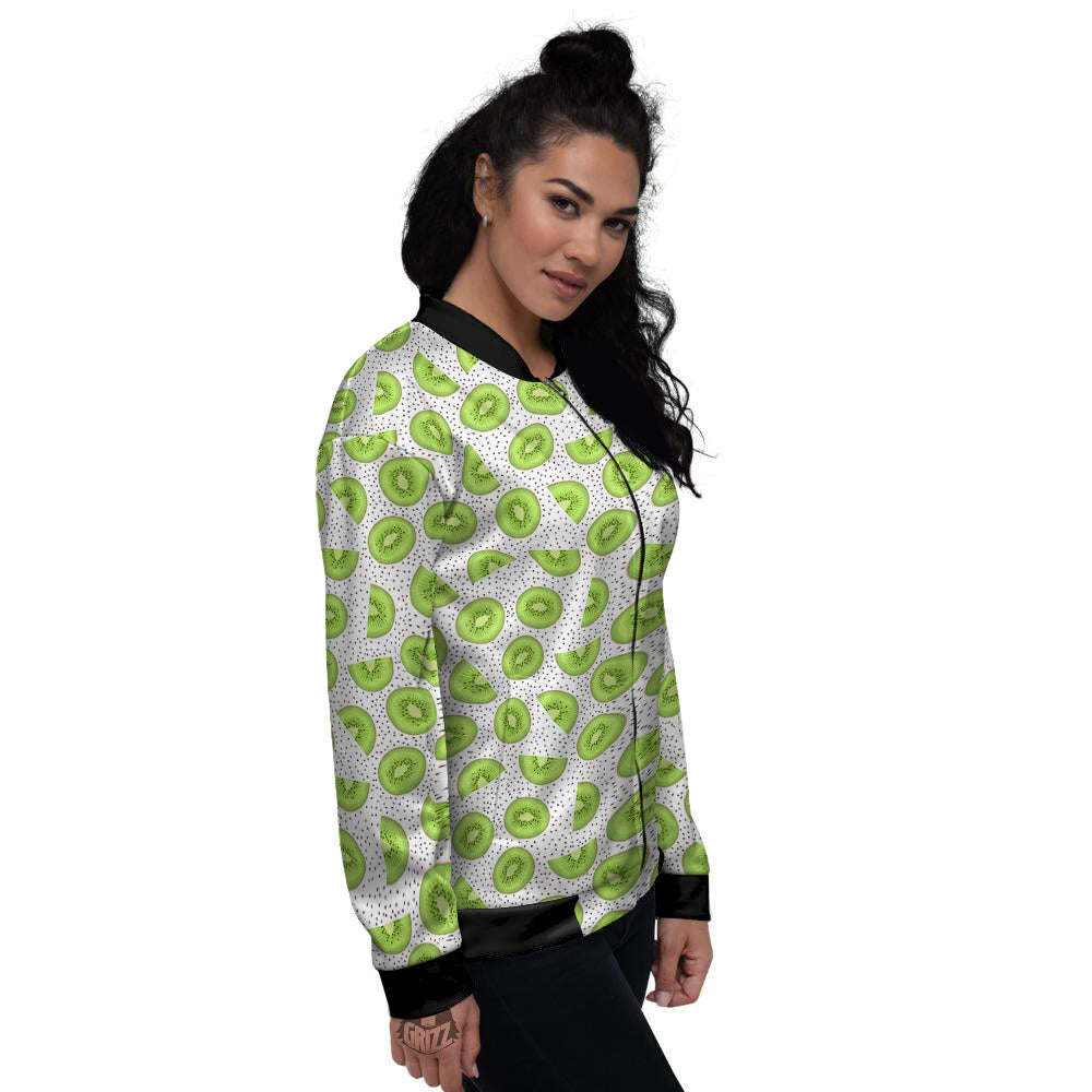 Kiwi Cute Print Pattern Women's Bomber Jacket-grizzshop