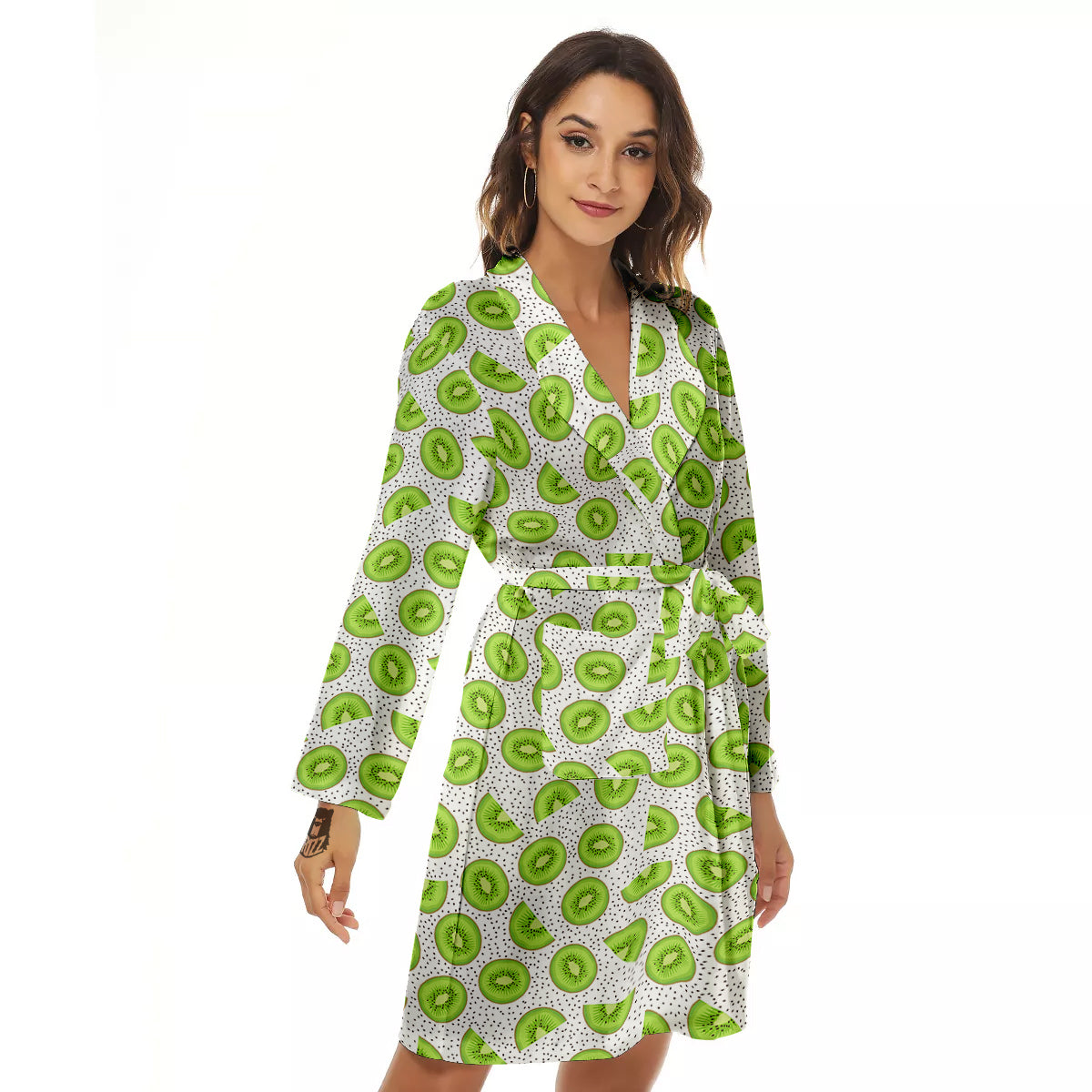 Kiwi Cute Print Pattern Women's Robe-grizzshop