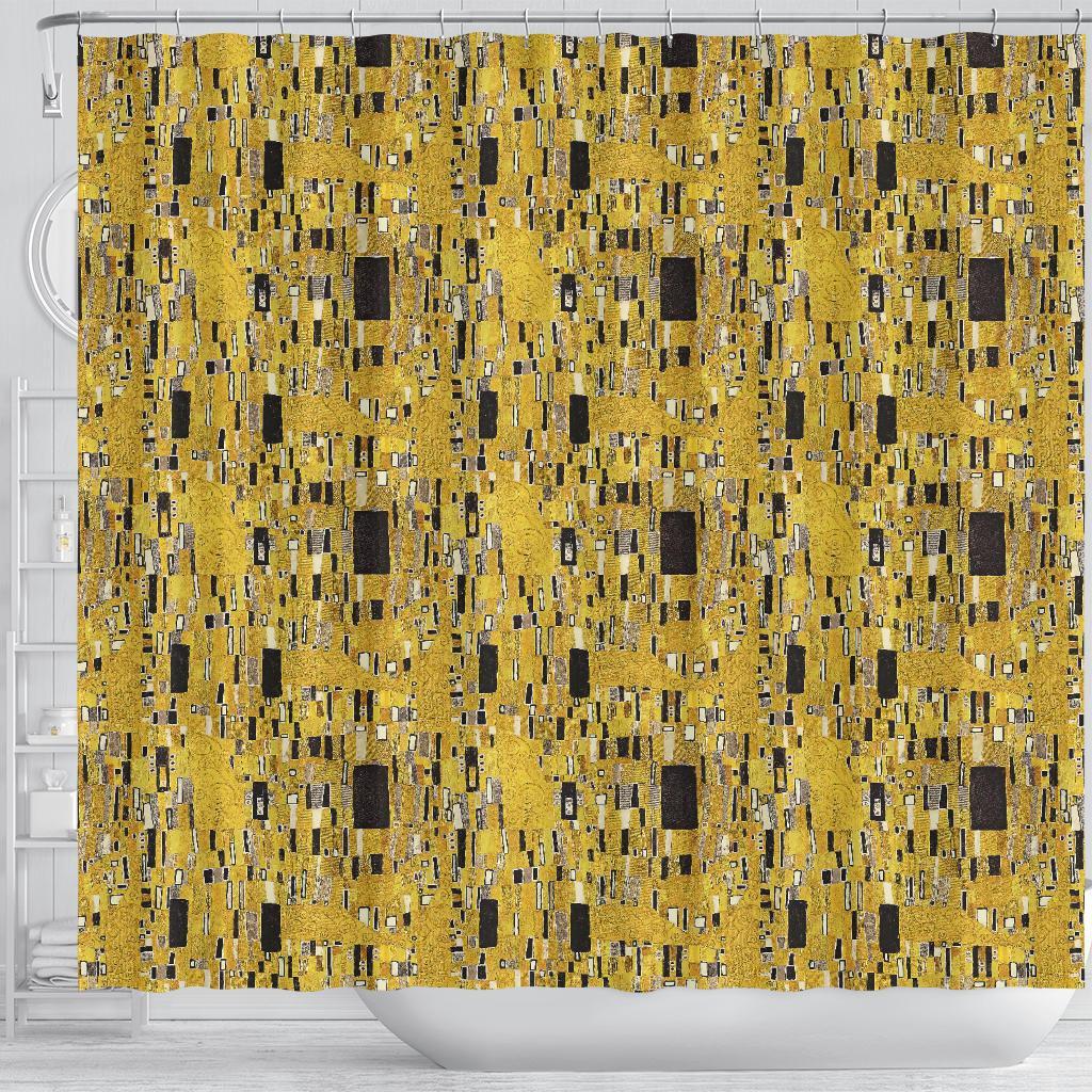 Klimt Gold Print Pattern Bathroom Shower Curtain-grizzshop