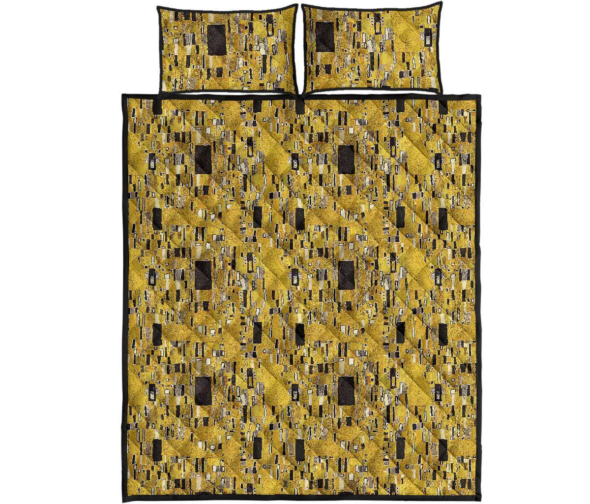 Klimt Gold Print Pattern Bed Set Quilt-grizzshop